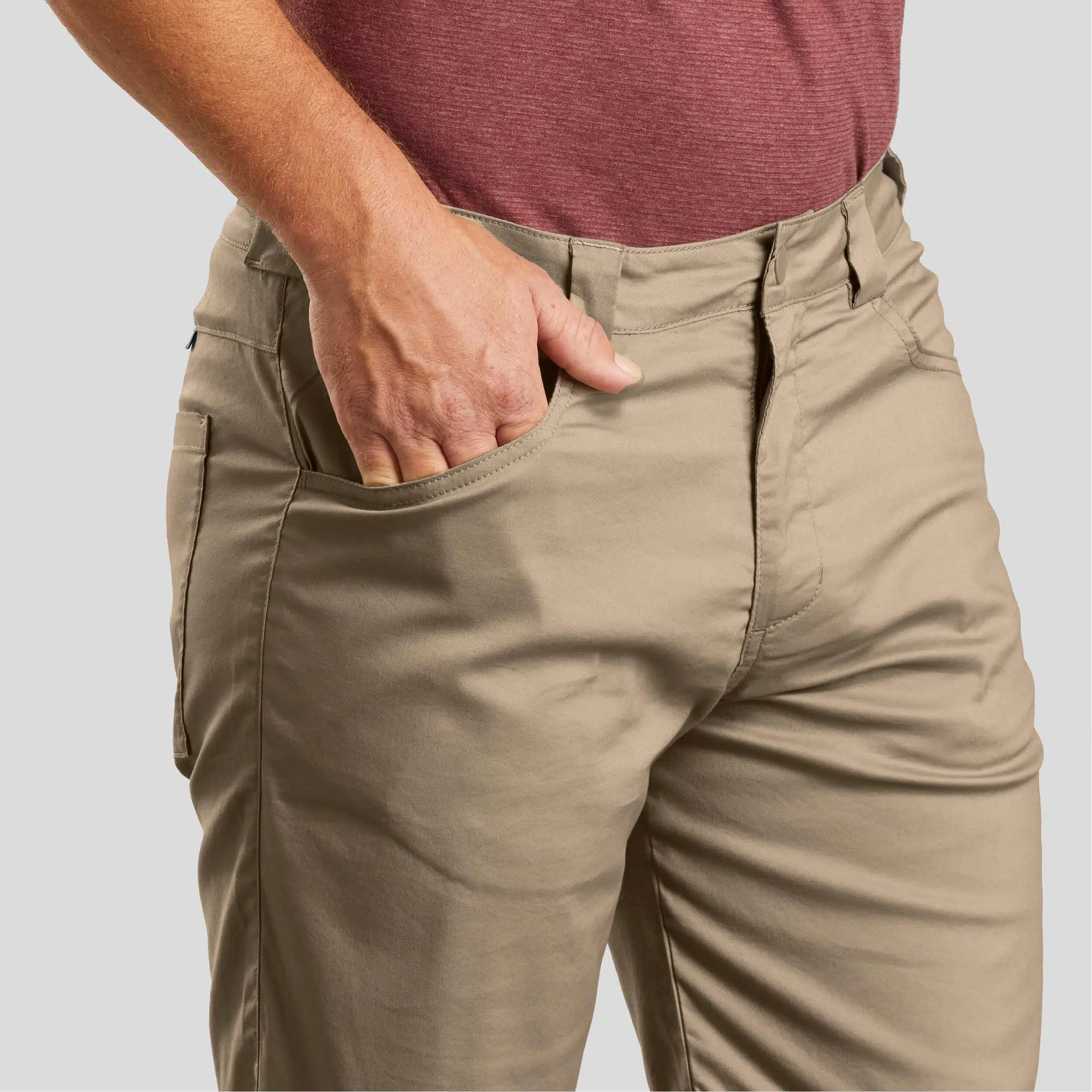 PANTALÓN CORTO DE MONTAÑA Y TREKKING HOMBRE QUECHUA NH100 FRESH MARRÓN - Imagen 3