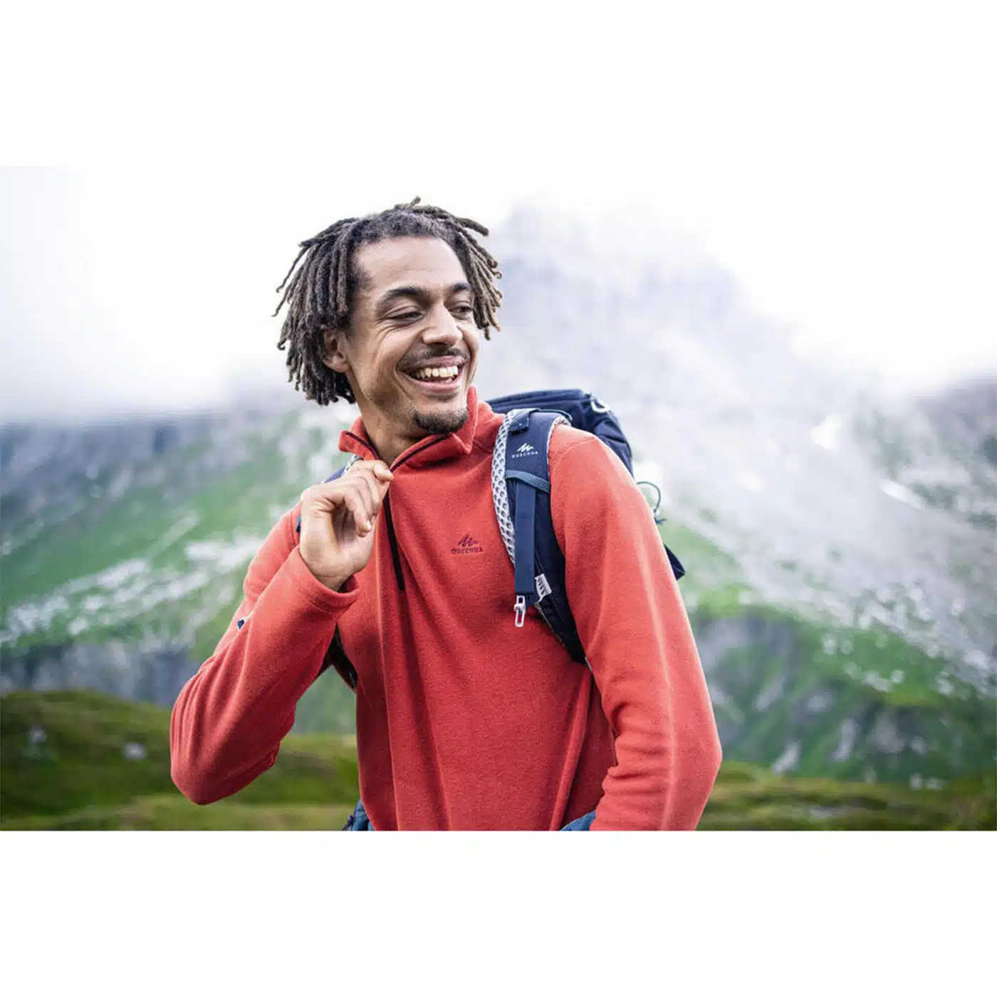 POLAR DE MONTAÑA Y TREKKING MEDIA CREMALLERA HOMBRE MH100 QUECHUA NARANJA OPACO - Imagen 4