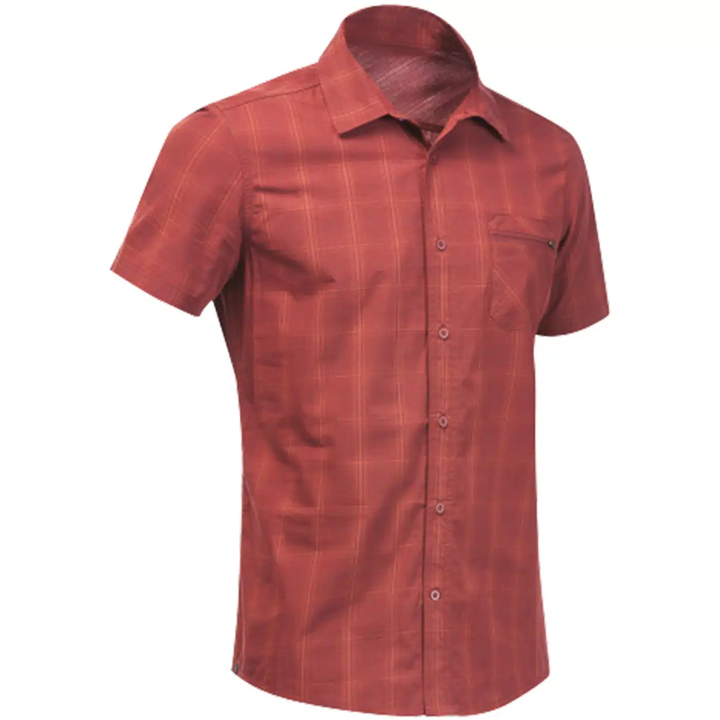 CAMISA CUADROS DE MONTAÑA Y TREKKING MANGA CORTA HOMBRE FORCLAZ TRAVEL 100 ROJO - Imagen 2