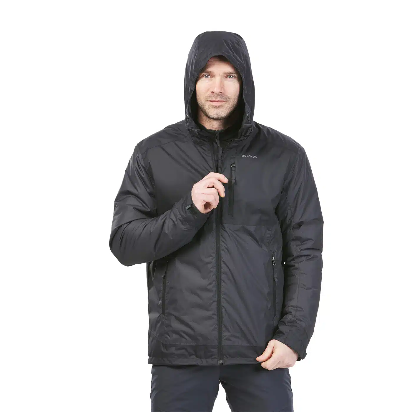 CHAQUETA CÁLIDA IMPERMEABLE TREKKING NIEVE QUECHUA SH100 X-WARM HOMBRE NEGRO (-10 °C)