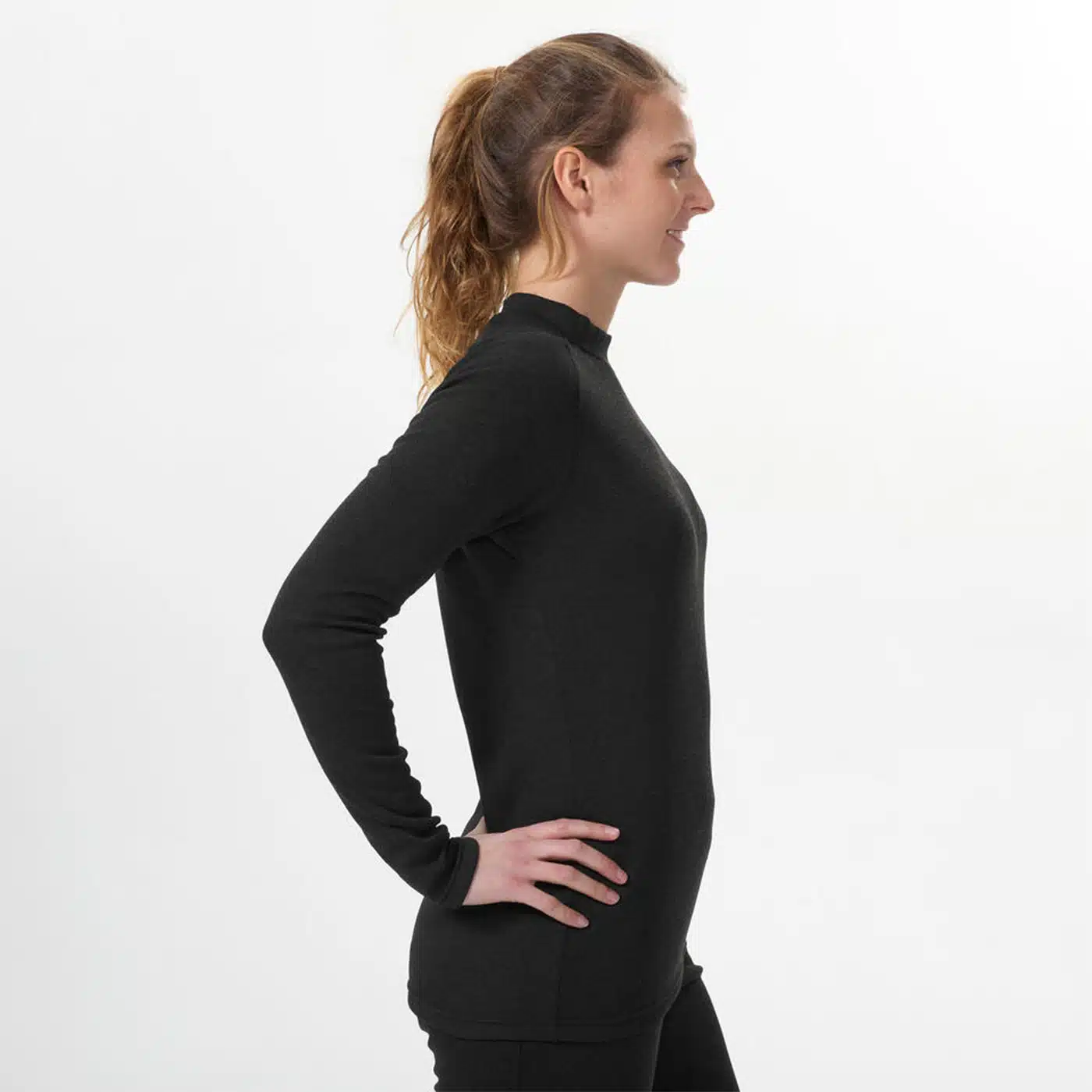 CAMISETA TÉRMICO INTERIOR DE ESQUÍ Y NIEVE WED´ZE MUJER SKI BL100 NEGRO - Imagen 6