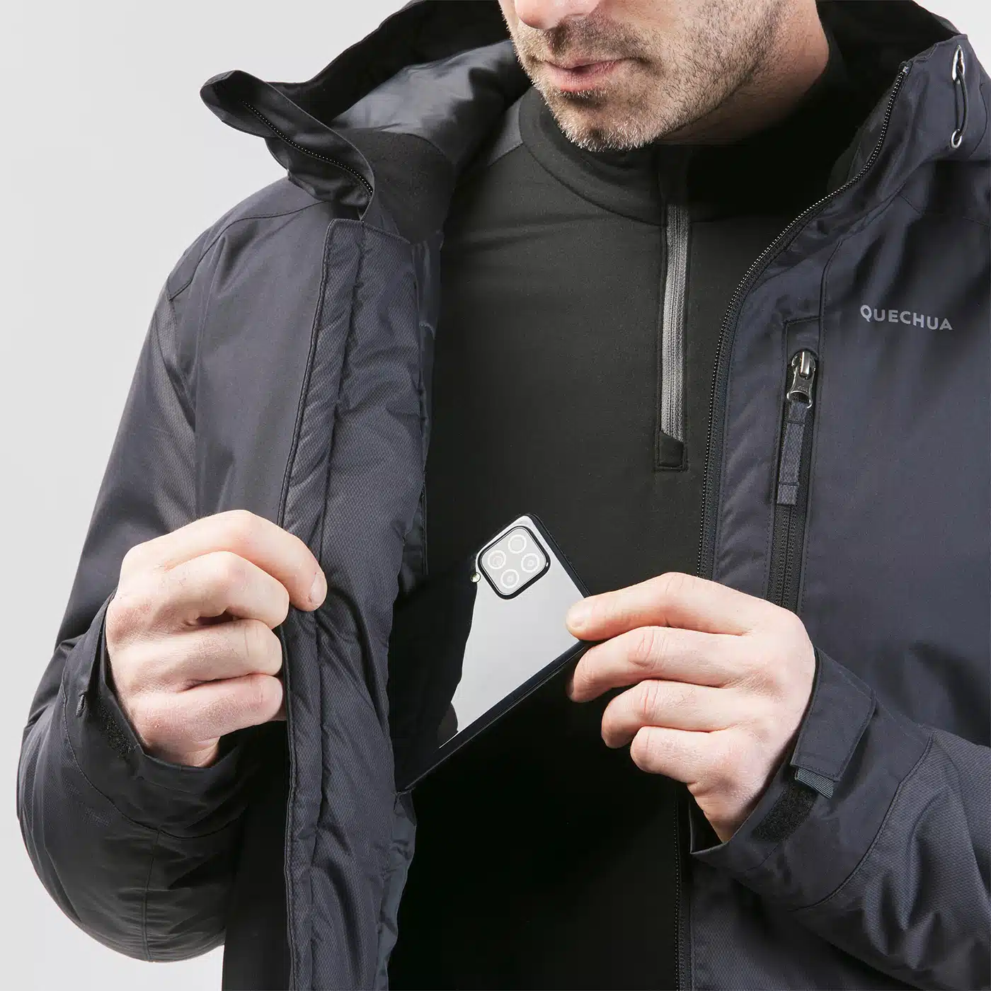 CHAQUETA CÁLIDA IMPERMEABLE TREKKING NIEVE QUECHUA SH100 X-WARM HOMBRE NEGRO (-10 °C) - Imagen 4