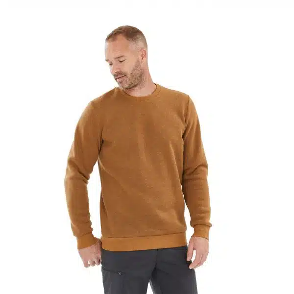 JERSEY DE MONTAÑA Y TREKKING CUELLO REDONDO HOMBRE QUECHUA NH150 ORO VIEJO