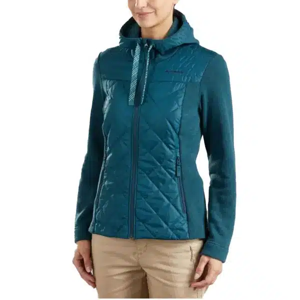 CHAQUETA DE TREKKING NATURALEZA NH100 HYBRID MUJER VERDE QUECHUA