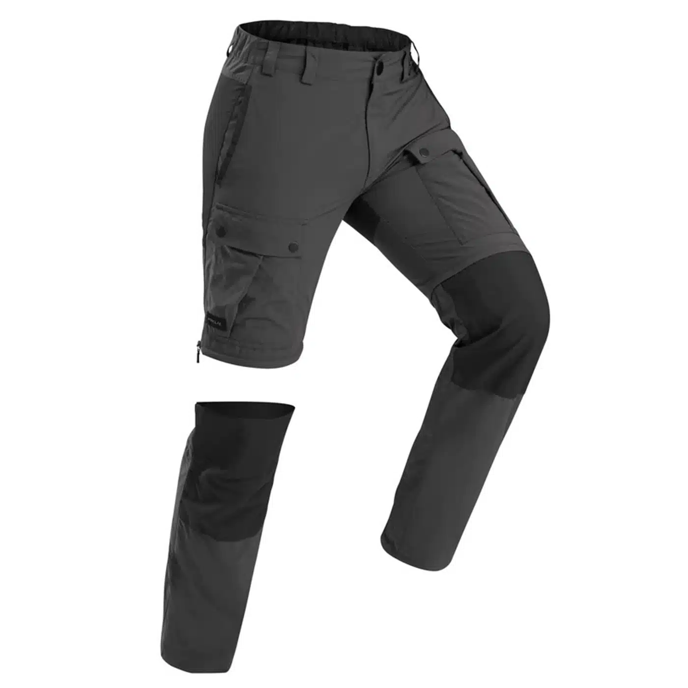 PANTALÓN TRANSFORMABLE 2 EN 1 RESISTENTE TREKKING MONTAÑA MT100 HOMBRE FORCLAZ GRIS CARBÓN - Imagen 2