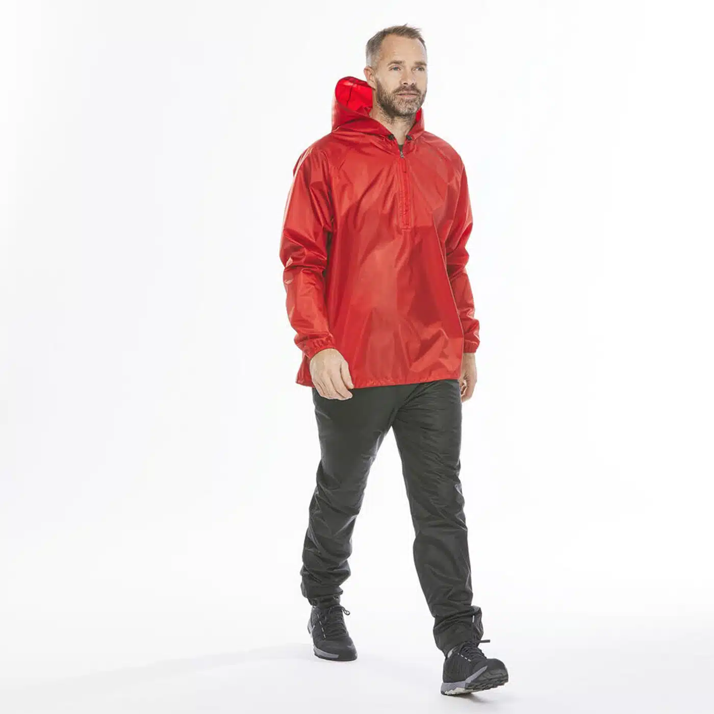 IMPERMEABLE COMPACTO CHUBASQUERO 1/2 CREMALLERA HOMBRE QUECHUA HOMBRE ROJO TEJA - Imagen 6