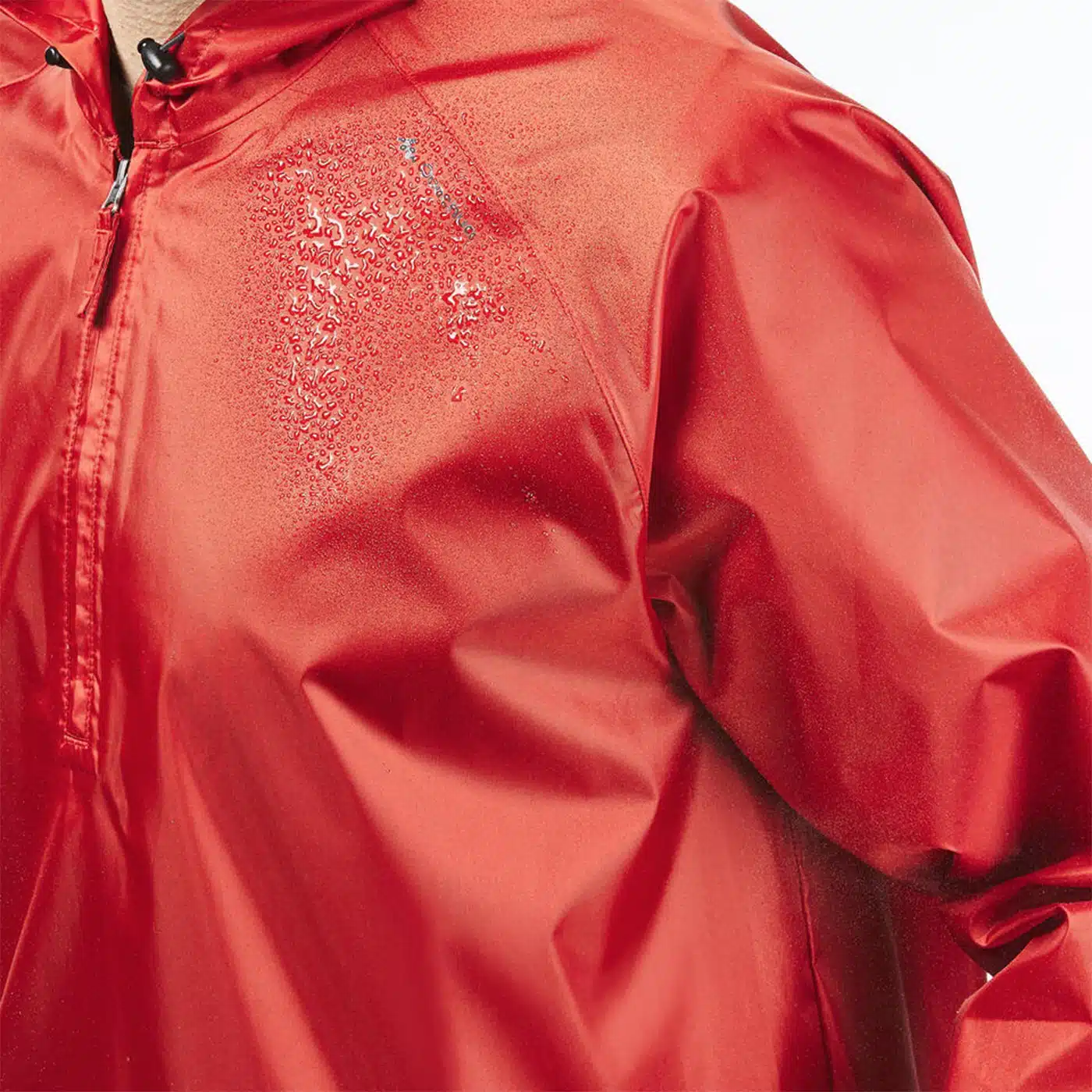 IMPERMEABLE COMPACTO CHUBASQUERO 1/2 CREMALLERA HOMBRE QUECHUA HOMBRE ROJO TEJA - Imagen 5