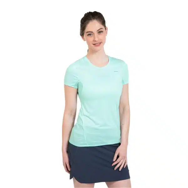 CAMISETA DE MANGA CORTA DE SENDERISMO EN MONTAÑA MH100 MUJER VERDE NUBE QUECHUA