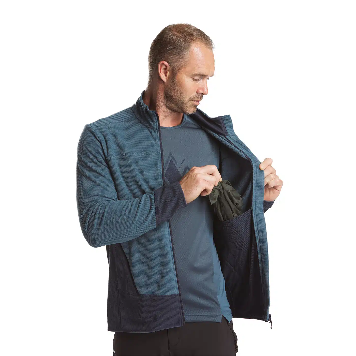 CASACA POLAR  TREKKING Y MONTAÑA QUECHUA MH520 HOMBRE GRIS TORMENTA - Imagen 4