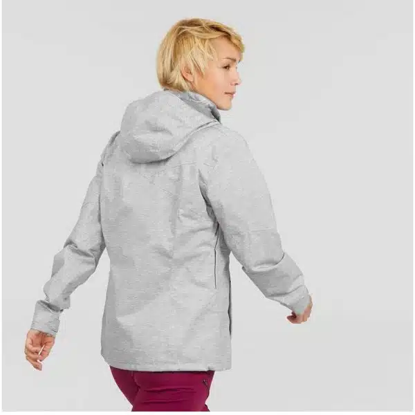CHAQUETA IMPERMEABLE MONTAÑA Y SENDERISMO MUJER QUECHUA MH100 GRIS CLARO - Imagen 2