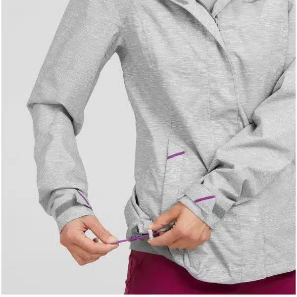 CHAQUETA IMPERMEABLE MONTAÑA Y SENDERISMO MUJER QUECHUA MH100 GRIS CLARO - Imagen 7