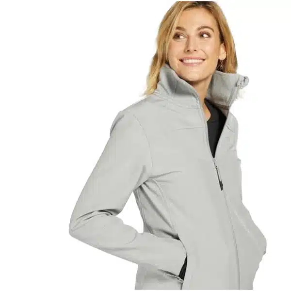CHAQUETA SOFTSHELL MONTAÑA Y TREKKING MUJER BORIKEN GRIS CLARO