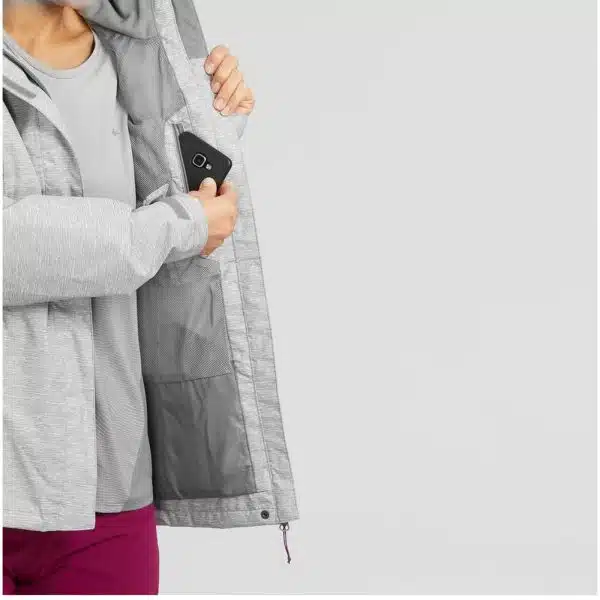 CHAQUETA IMPERMEABLE MONTAÑA Y SENDERISMO MUJER QUECHUA MH100 GRIS CLARO - Imagen 5