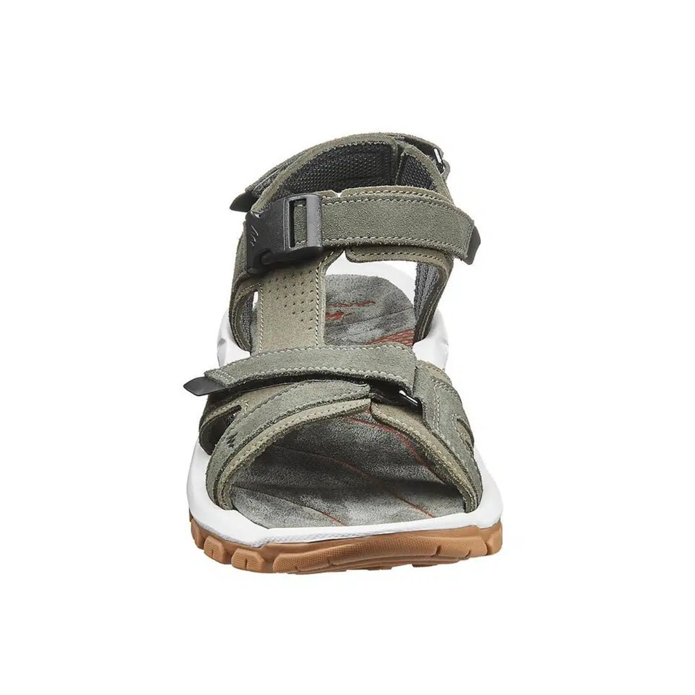 SANDALIA TREKKING MONTAÑA QUECHUA NH120 HOMBRE VERDE CAQUI PIEL - Imagen 2