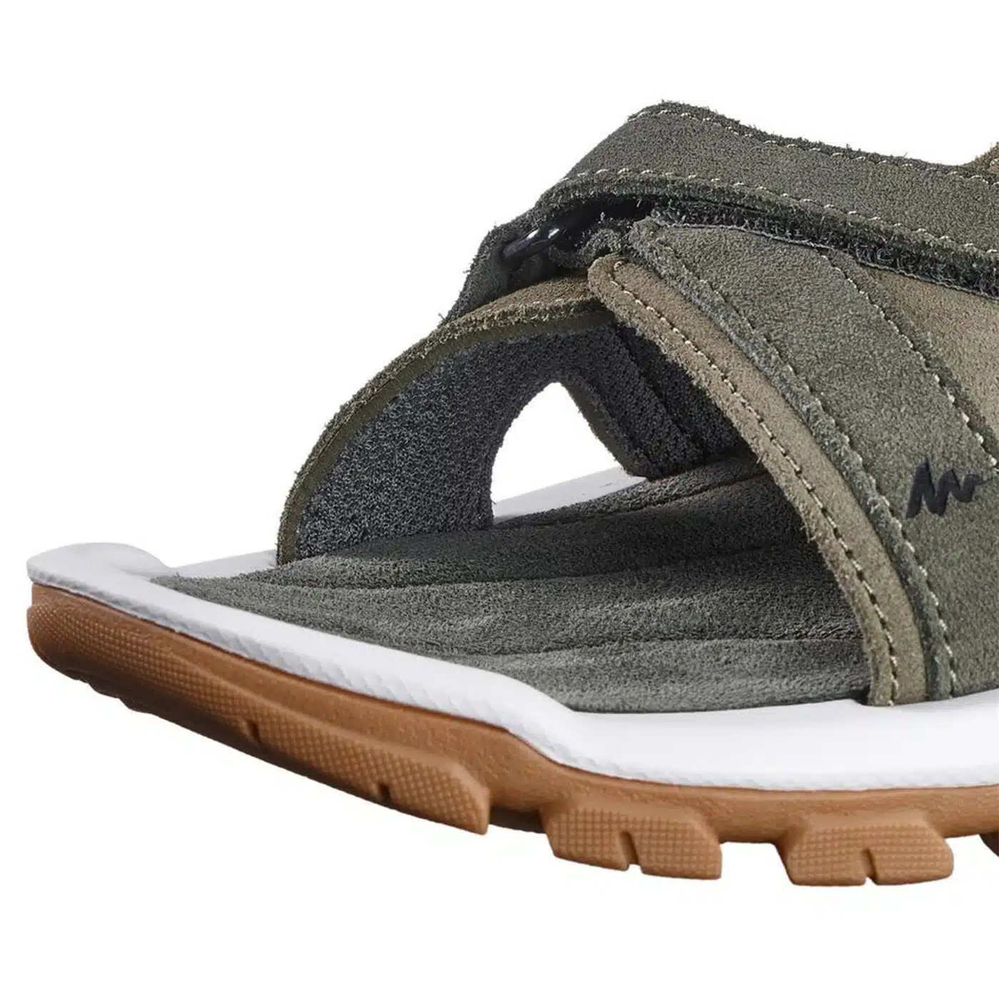 SANDALIA TREKKING MONTAÑA QUECHUA NH120 HOMBRE VERDE CAQUI PIEL - Imagen 4