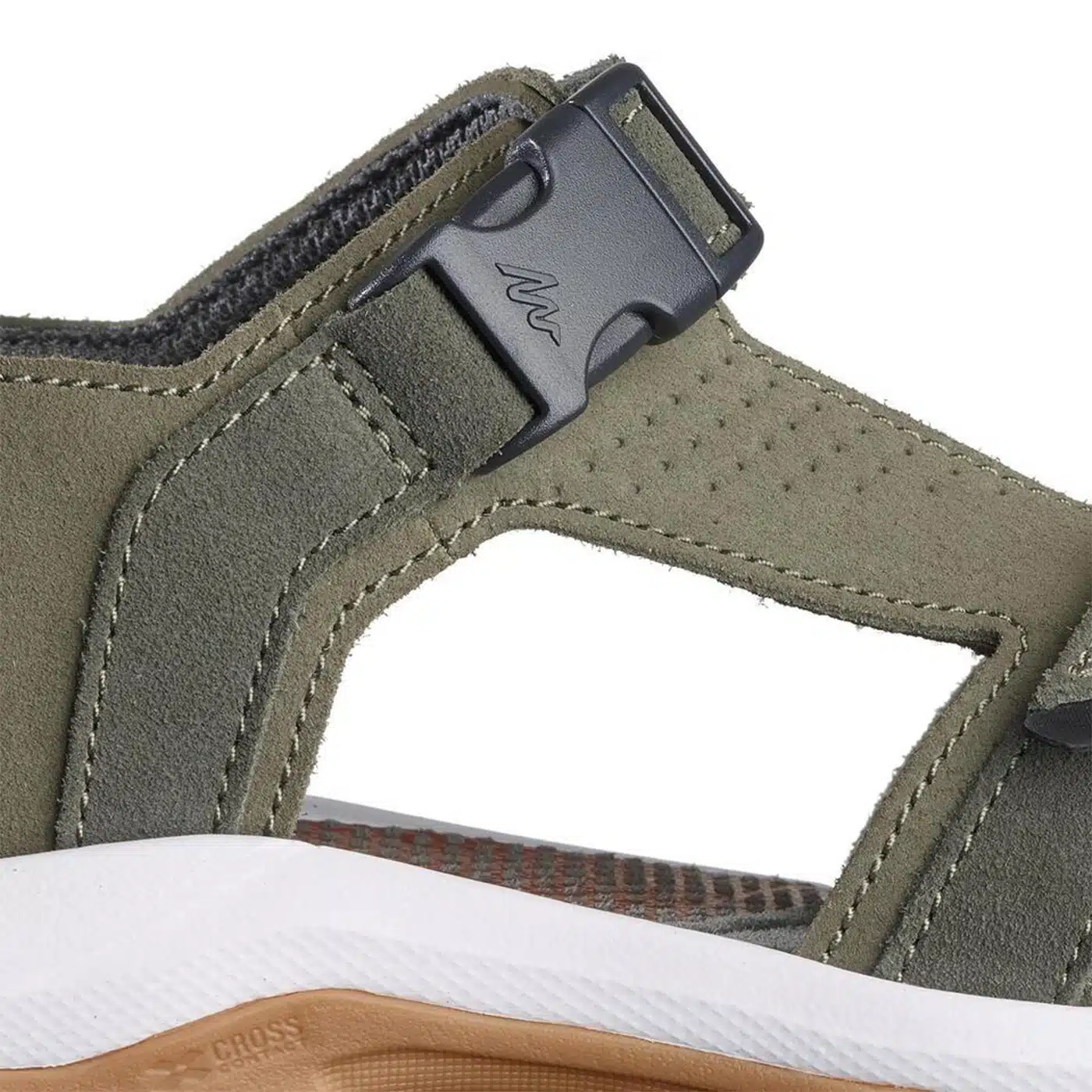 SANDALIA TREKKING MONTAÑA QUECHUA NH120 HOMBRE VERDE CAQUI PIEL - Imagen 5