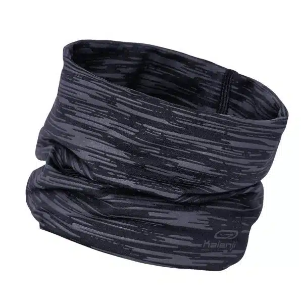 BRAGA DE CUELLO POLAR RUNNING ADULTO MULTIPOSICIONES KALENJI UNISEX NEGRO JASPEADO