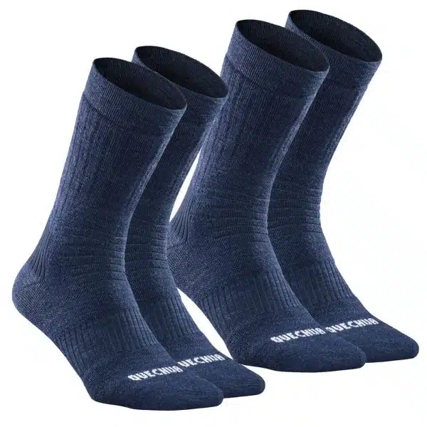 CALCETINES TÉRMICOS DE SENDERISMO Y TREKKING SH100 X WARM LOTE X2 PARES UNISEX AZUL ASFALTO