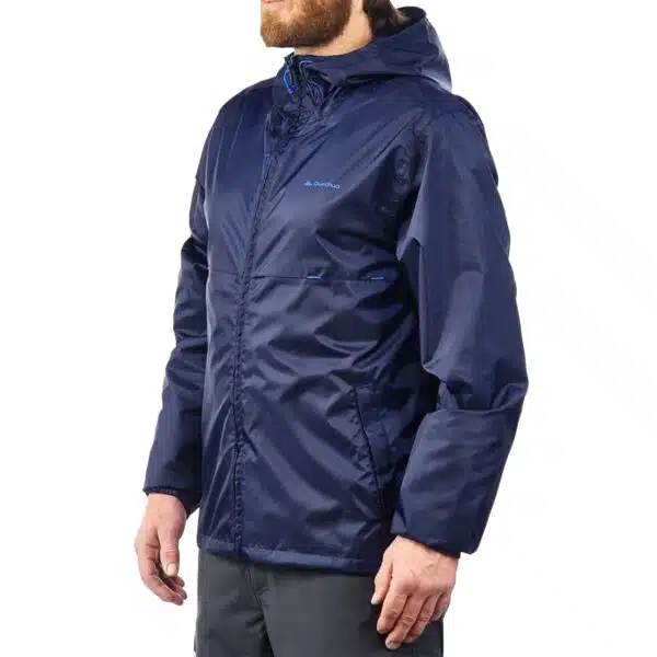 CHUBASQUERO DE MONTAÑA Y TREKKING CREMALLERA ENTERA QUECHUA RAINCUT HOMBRE AZUL