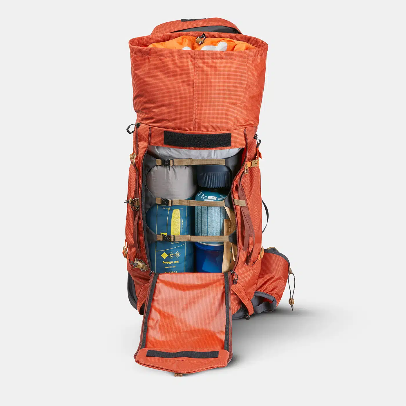 MOCHILA MONTAÑA Y TREKKING 60L+10L FORCLAZ MT500 AIR , FUNDA IMPERMEABLES ANARANJANDO - 60 +10L - Imagen 4