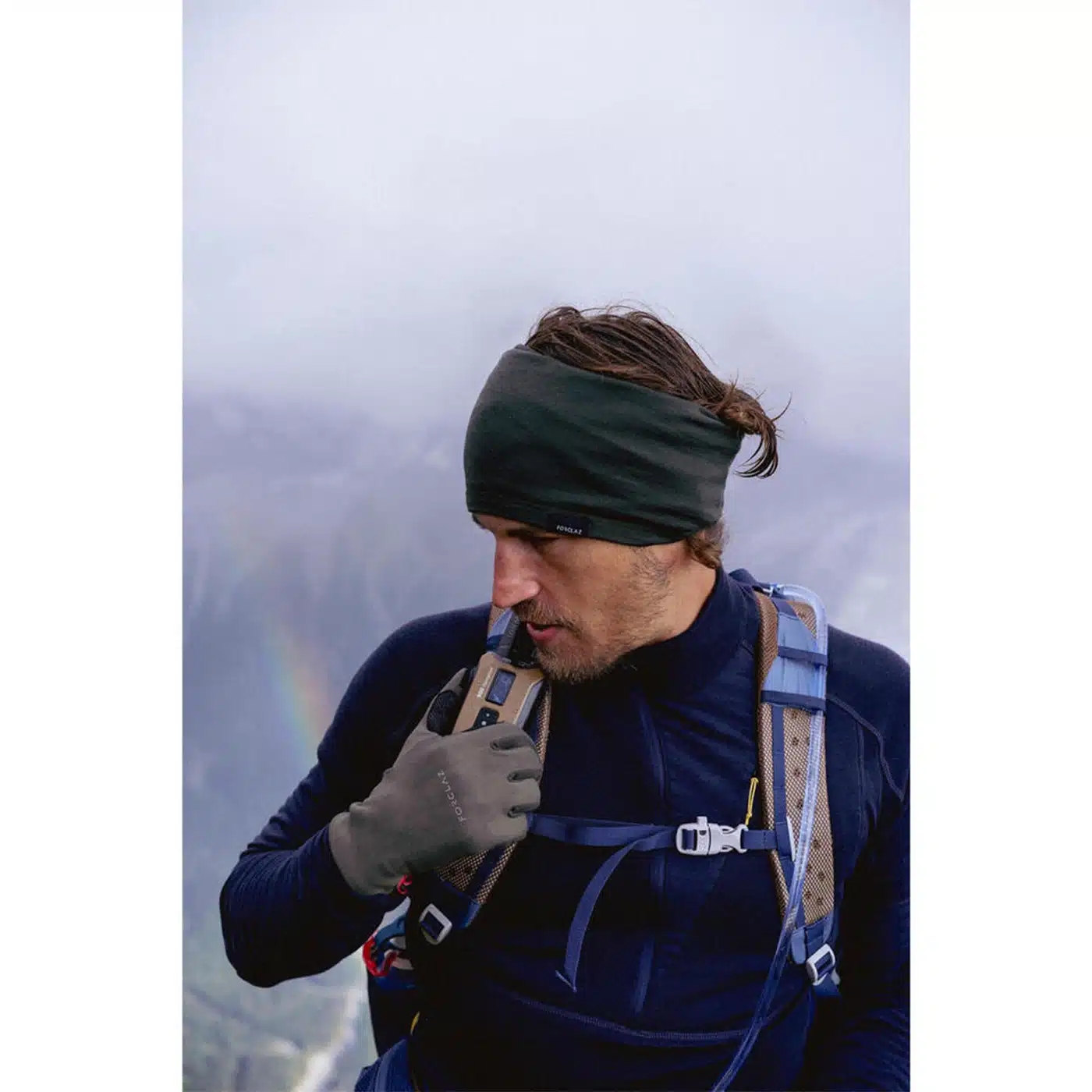 Bandana de montaña y trekking lana merino Adulto Forclaz Trek500 azul - Imagen 3