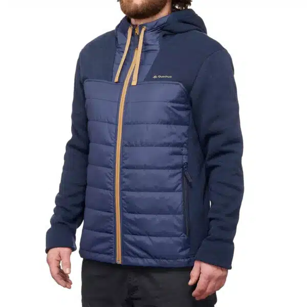 CHAQUETA MONTAÑA Y TREKKING CON CAPUCHA QUECHUA NH100 HIBRYD HOMBRE AZUL