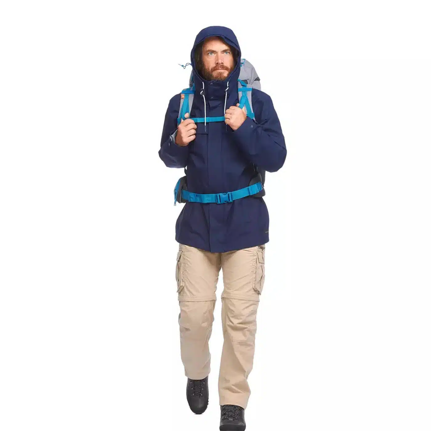 CHAQUETA 3 EN 1 TREKKING VIAJE FORCLAZ TRAVEL 100 HOMBRE AZUL - Imagen 8