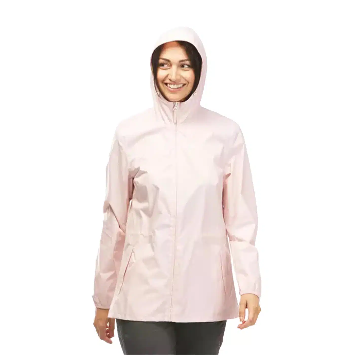 Chubasquero impermeable de montaña y trekking Mujer Quechua Raincut ROSA OPACO