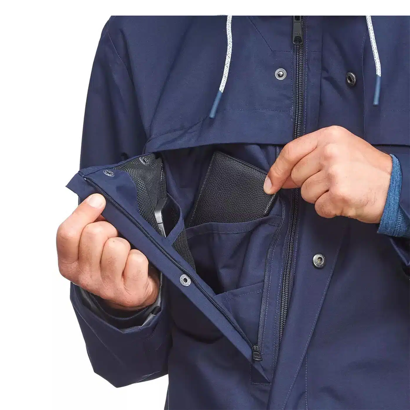 CHAQUETA 3 EN 1 TREKKING VIAJE FORCLAZ TRAVEL 100 HOMBRE AZUL - Imagen 5