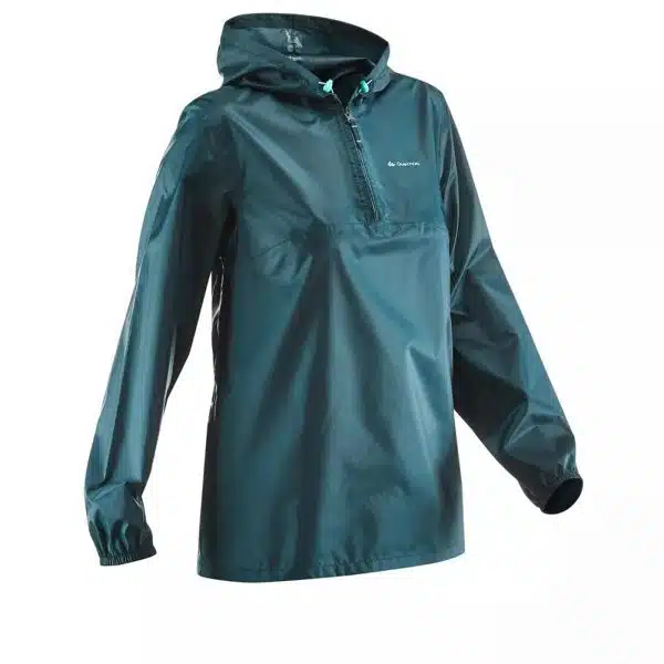 CHAQUETA IMPERMEABLE COMPACTO TREKKING QUECHUA NH 100 MUJER VERDE PETROLEO