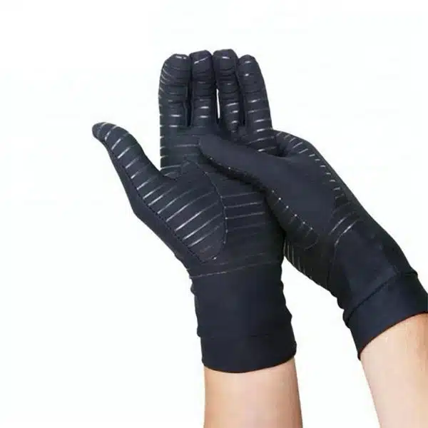 GUANTES DE COMPRESION ALIVIO DE DOLOR DE ARTRITIS COBRE DEDOS COMPLETOS NEGRO SUMAQ