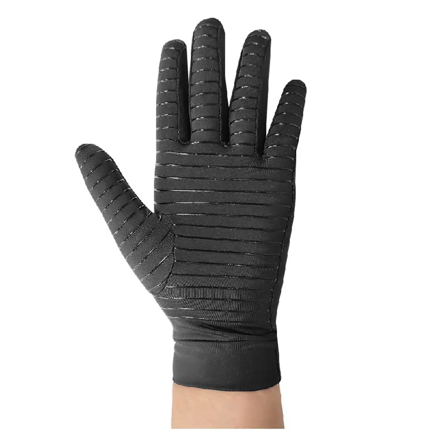 GUANTES DE COMPRESION ALIVIO DE DOLOR DE ARTRITIS COBRE DEDOS COMPLETOS NEGRO SUMAQ - Imagen 3