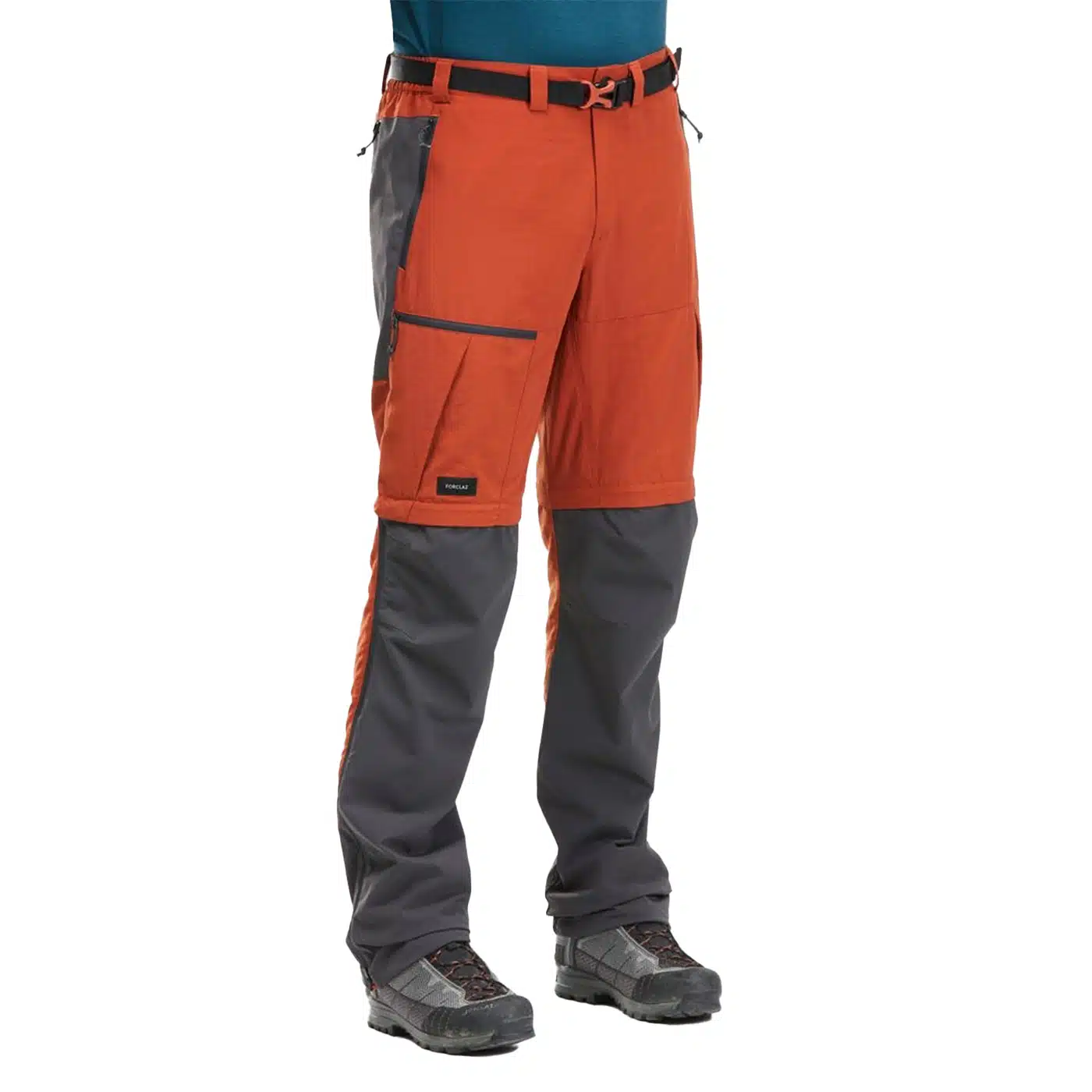 PANTALÓN TRANSFORMABLE MONTAÑA Y TREKKING HOMBRE FORCLAZ MT500 ANARANJADO