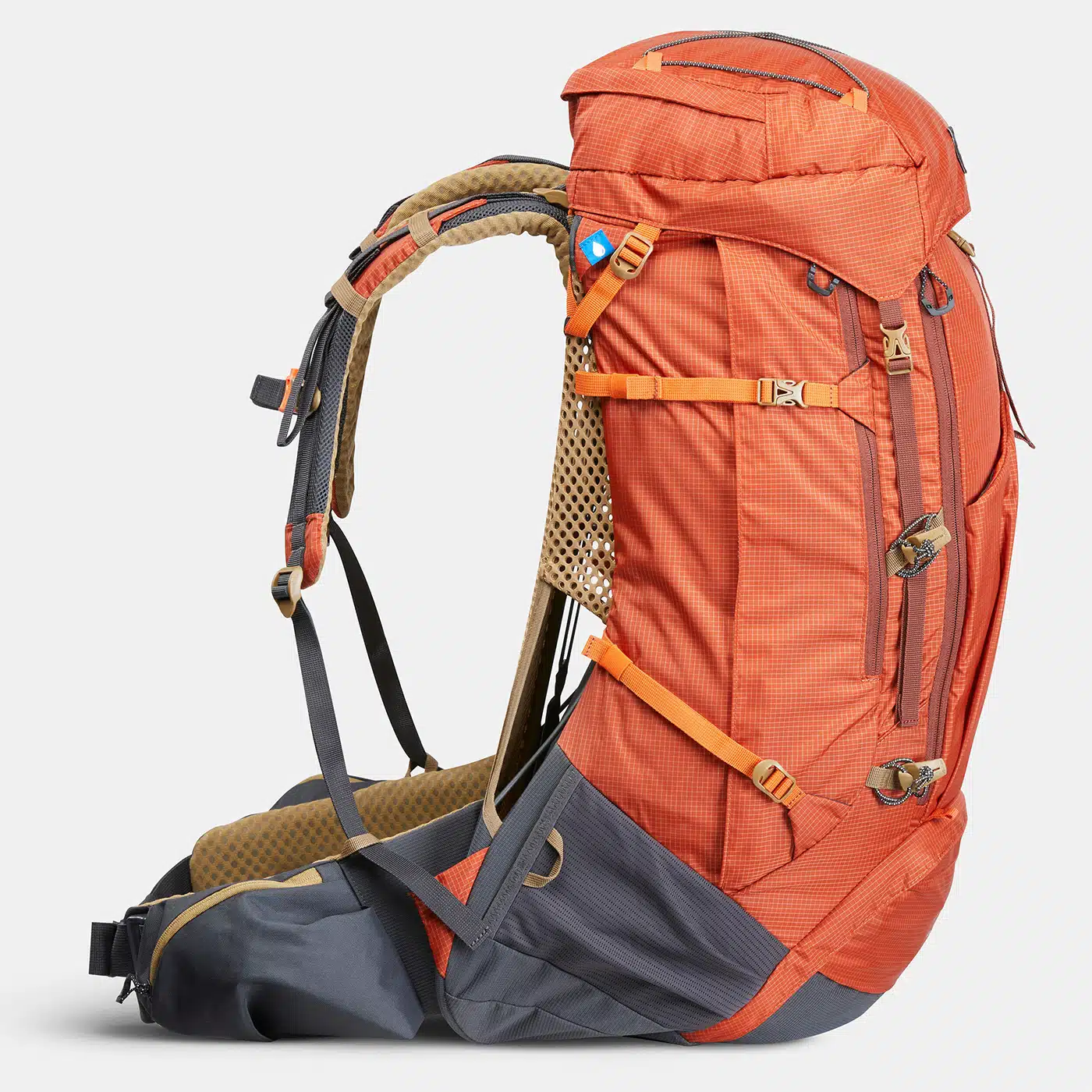 MOCHILA MONTAÑA Y TREKKING 60L+10L FORCLAZ MT500 AIR , FUNDA IMPERMEABLES ANARANJANDO - 60 +10L - Imagen 2