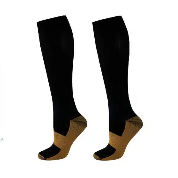 CALCETINES DE COMPRESION DE COBRE LARGO NEGRO SUMAQ