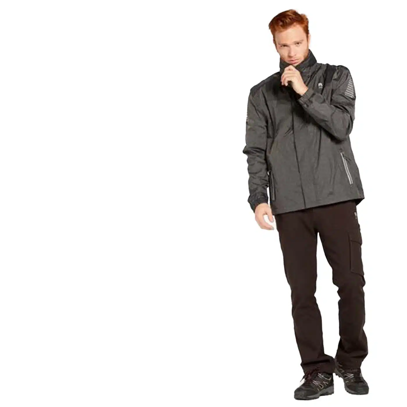 CASACA IMPERMEABLE TREKKING Y MONTAÑA BORIKEN  HOMBRE GRIS - Imagen 2