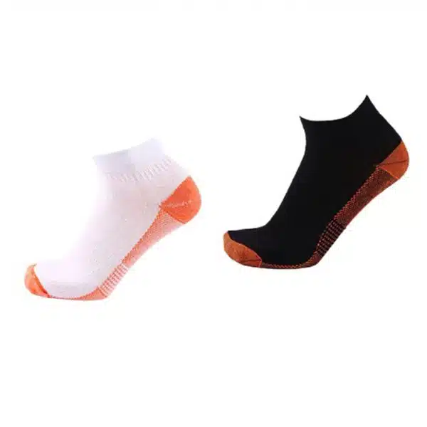 CALCETINES DE COMPRESION DE COBRE CORTO BLANCO /NEGRO PACK X 2 PARES SUMAQ