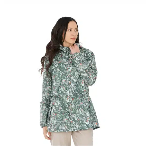 Chubasquero impermeable de montaña y trekking Mujer Quechua Raincut verde