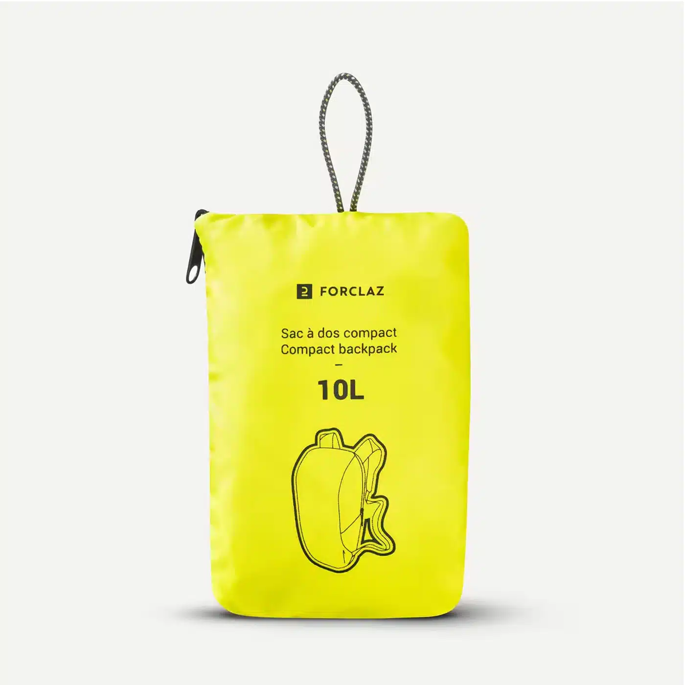 MOCHILA PLEGABLE DE MONTAÑA TREKKING VIAJE COMPACTO FORCLAZ VERDE LIMÓN 10L - Imagen 4