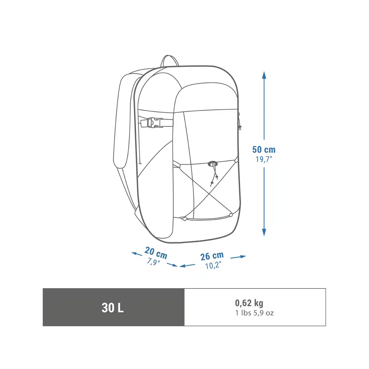 MOCHILA TREKKING MONTAÑA NH 100 VALIJA DE MANO 30L QUECHUA CAQUI GRIS - Imagen 4