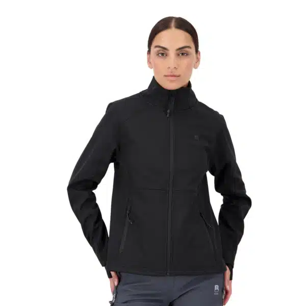 CASACA SOFTSHELL MONTAÑA Y TREKKING MUJER BORIKEN NEGRO