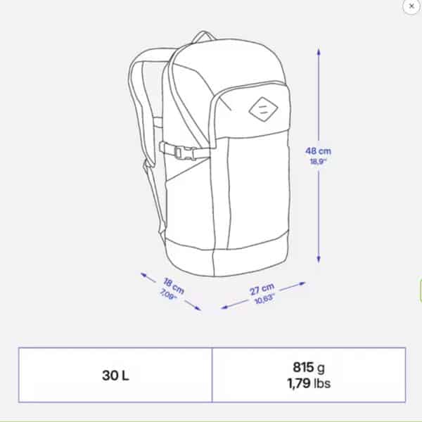 Mochila de montaña y trekking 30L Quechua NH500 negro ahumado Equipaje de mano - Imagen 7