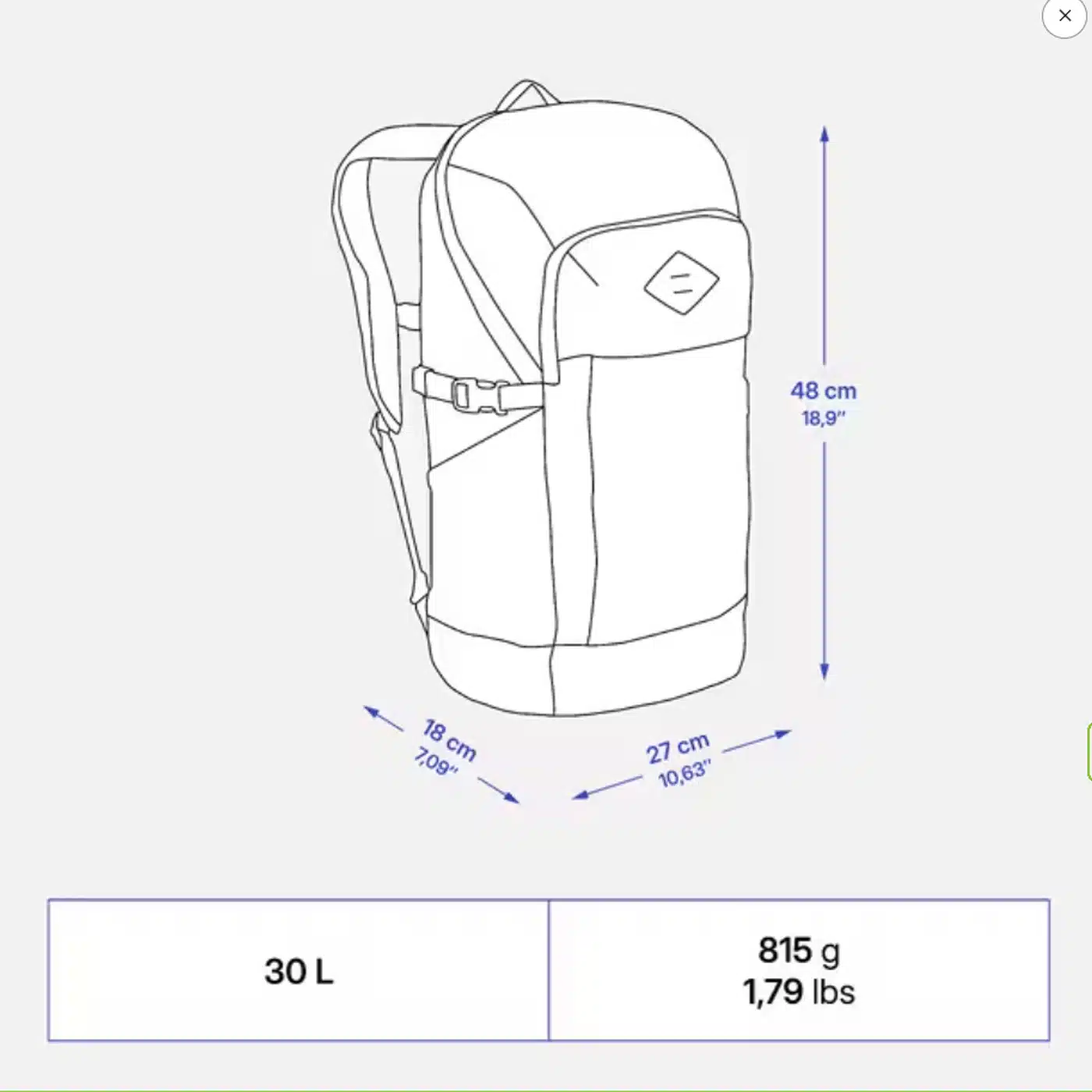 Mochila de montaña y trekking 30L Quechua NH500 marrón bronce  Equipaje de mano - Imagen 7