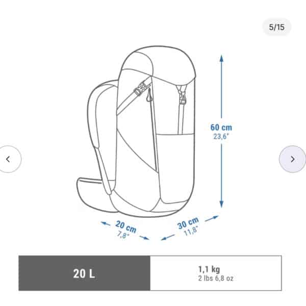 Mochila de montaña 20L funda impermeable Quechua MH500. Equipaje de mano NEGRO - Imagen 7