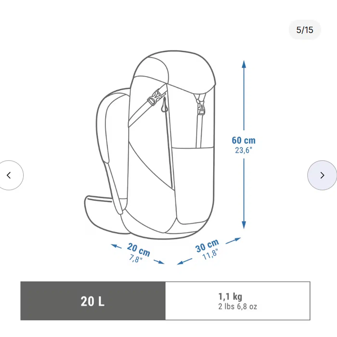Mochila de montaña 20L MH500 Quechua - Imagen 7