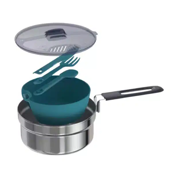 Fiambrera de camping 1 persona con 6 elementos de acero inoxidable Quechua MH100 Gris Oscuro