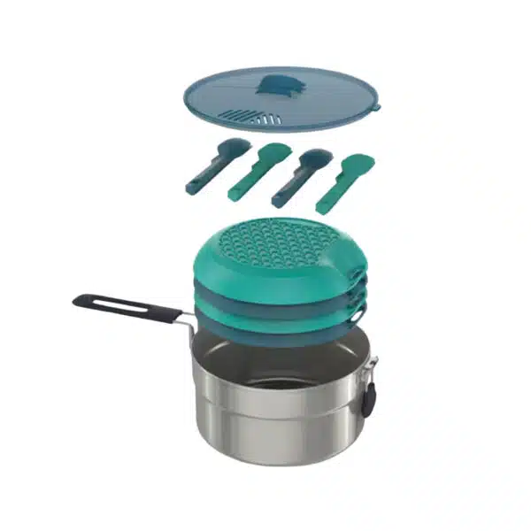 Fiambrera de camping 4 personas con 18 elementos acero inoxidable quechua MH100 Gris Oscuro