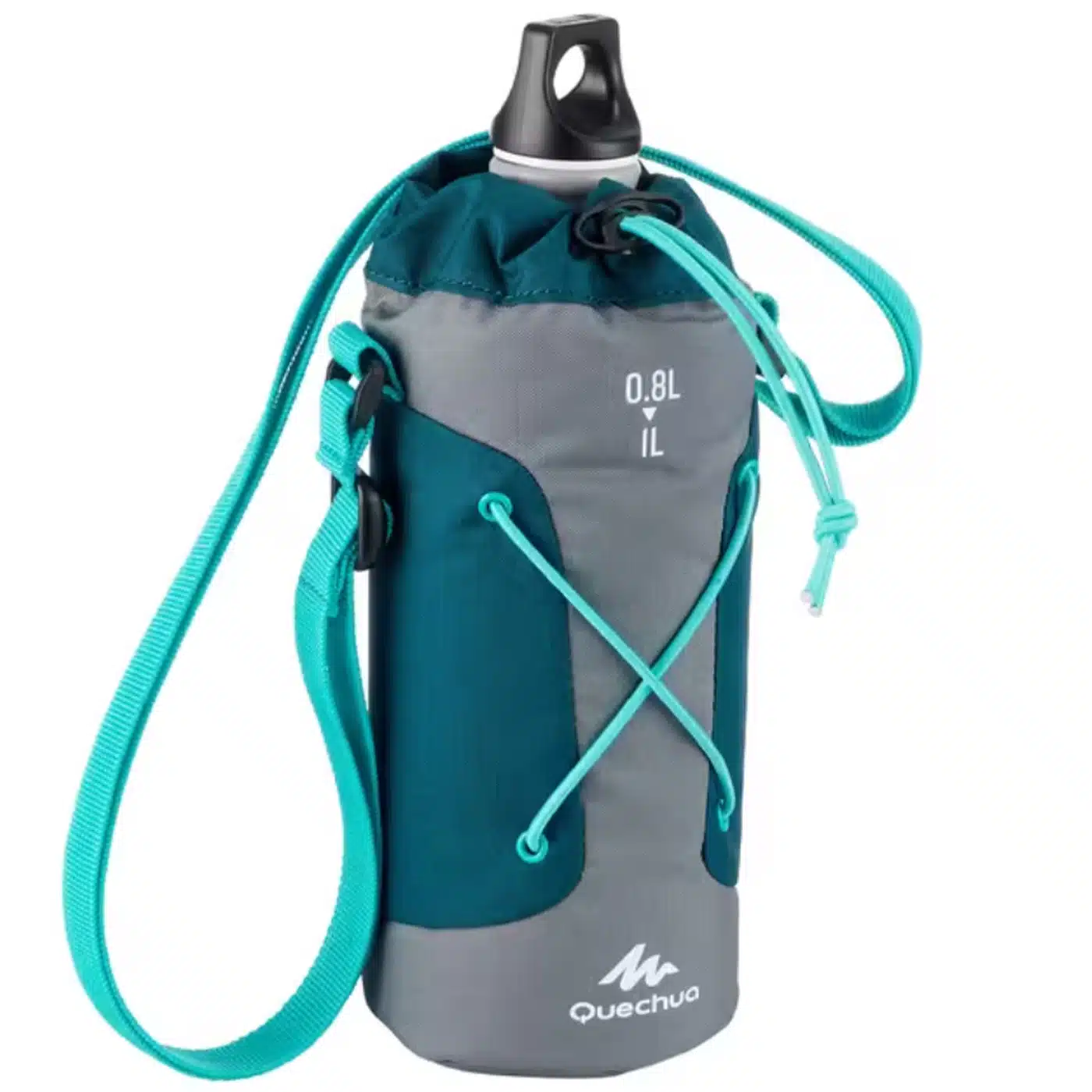 Funda para cantimplora camping y senderismo 0.8-1L Quechua Azul Petróleo - Imagen 2