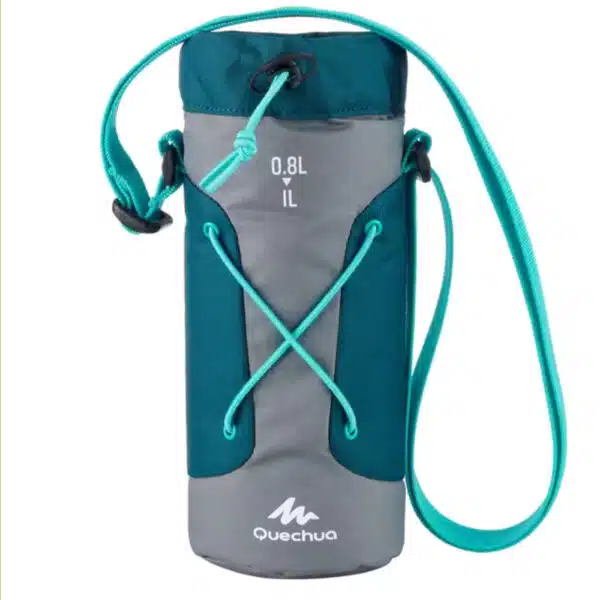 Funda para cantimplora camping y senderismo 0.8-1L Quechua Azul Petrólero