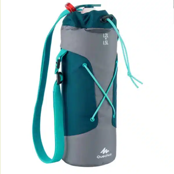Funda cantimplora camping senderismo quechua azul gris isoterma 1.2 a 1.5 L